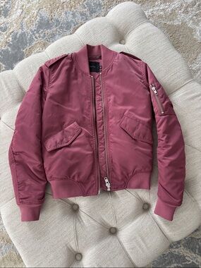 Talula Mauve-Pink Satin Bomber Jacket